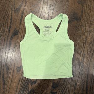 Katie J Green Ribbed Tank Top